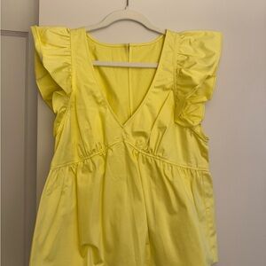 Yellow Ruffle Sleeve Women's Top